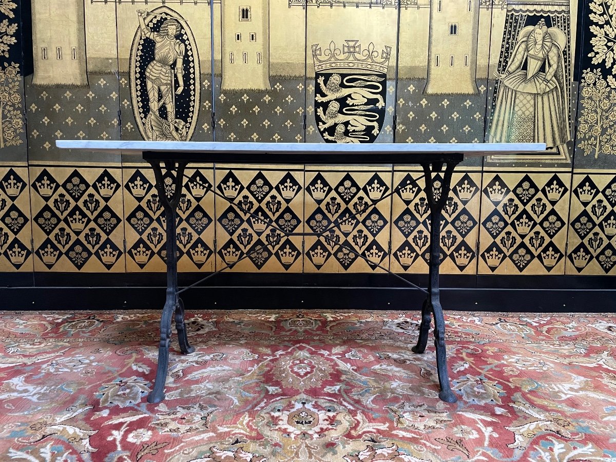Marble And Cast Iron Bistro Table 