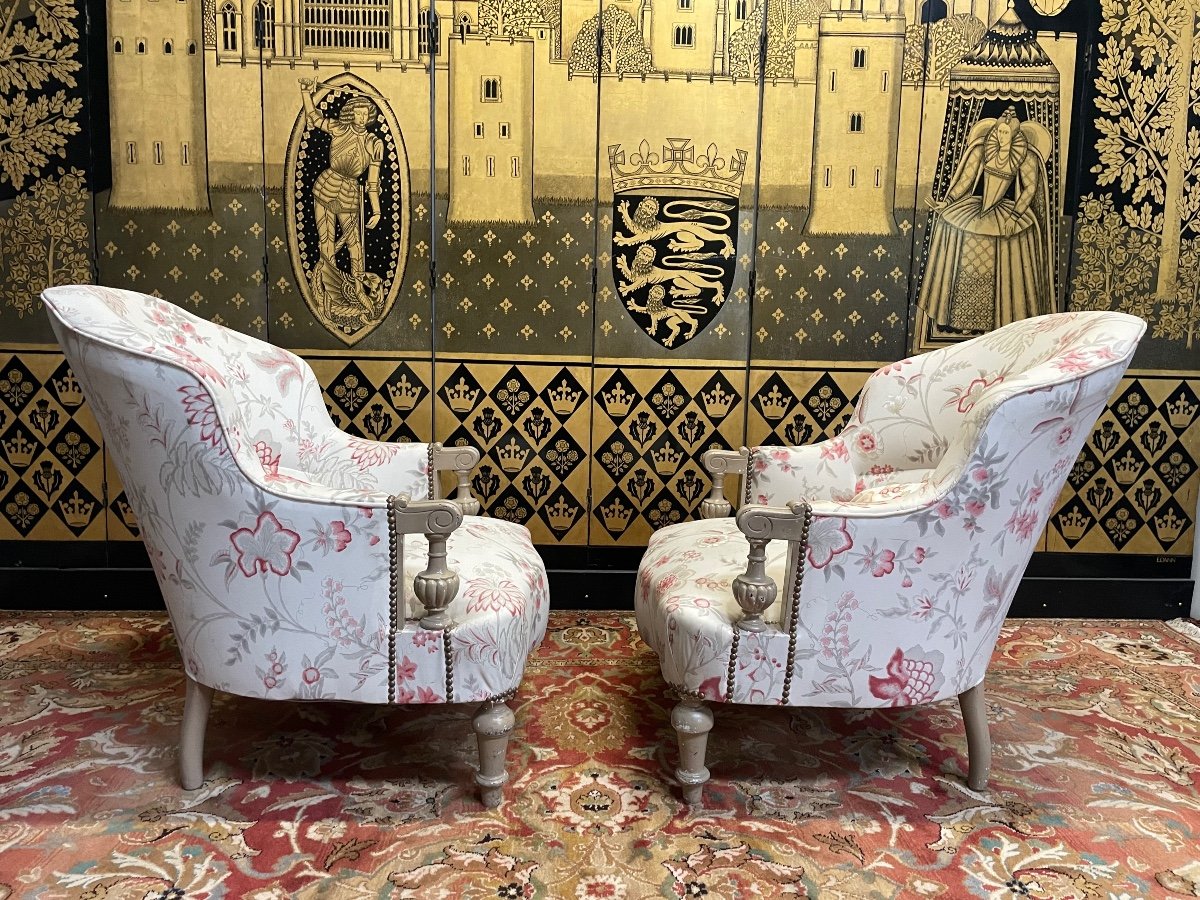 Pair Of Napoleon III Toad Armchairs-photo-4