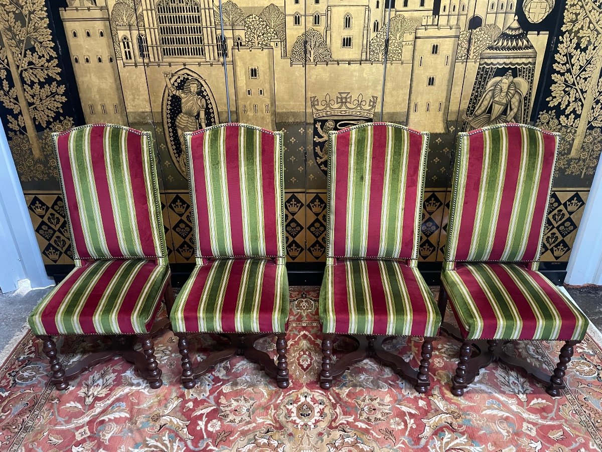 Suite Of 4 Louis XIII Style Chairs-photo-2