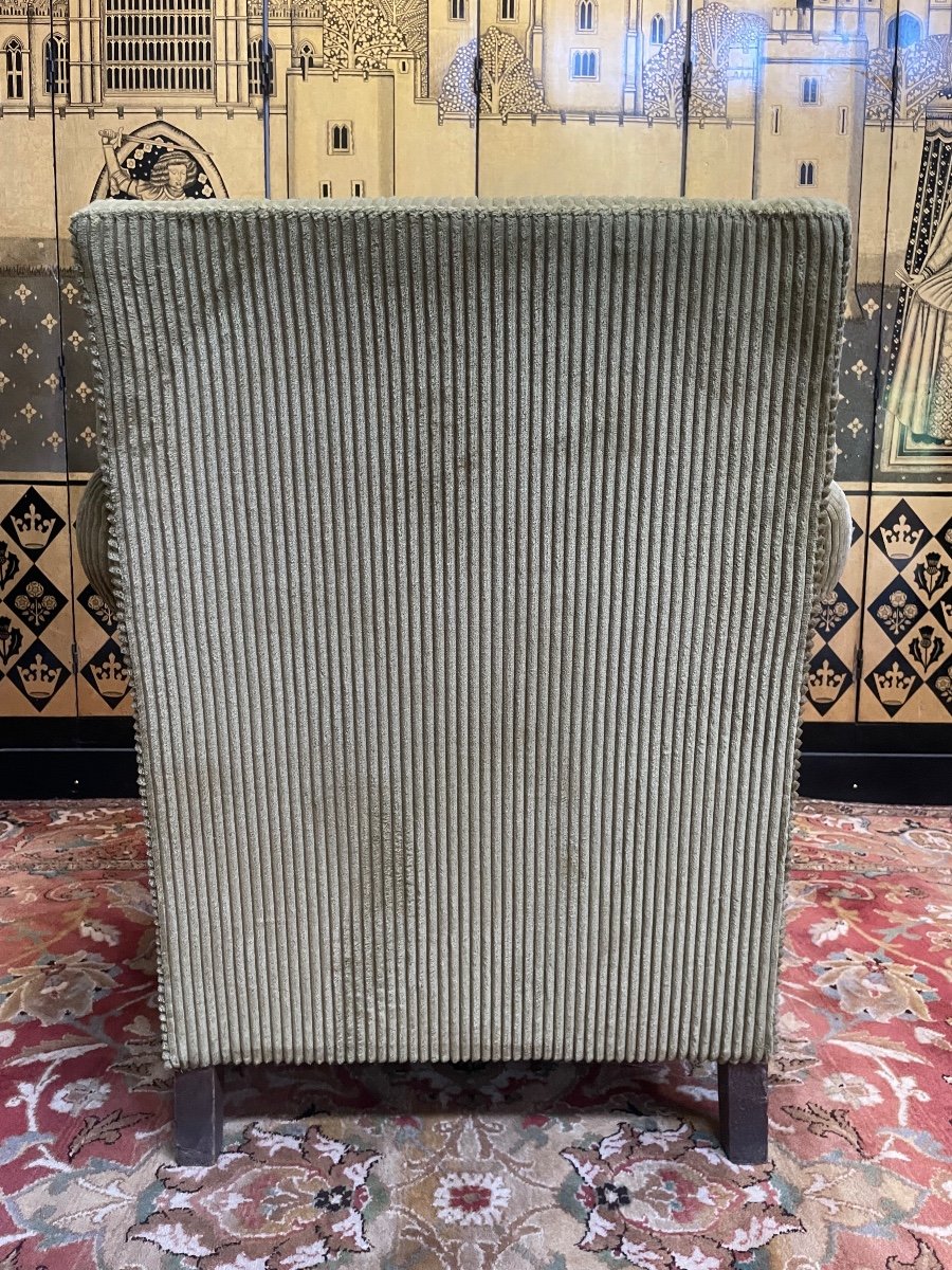 Club Armchair Art Deco Period Corduroy -photo-1