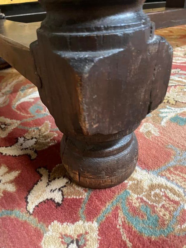 Louis XIII Style Farmhouse Table In Solid Oak -photo-2
