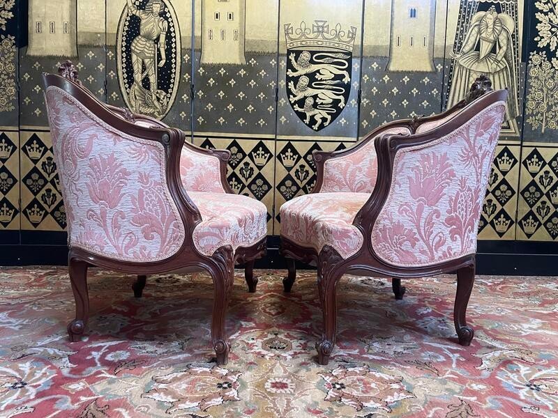 Paire De Fauteuils Louis XV - Rocailles-photo-2