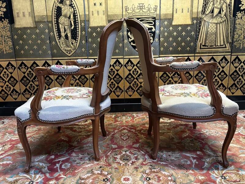 Pair Of Louis XV Tapestry Armchairs-photo-4
