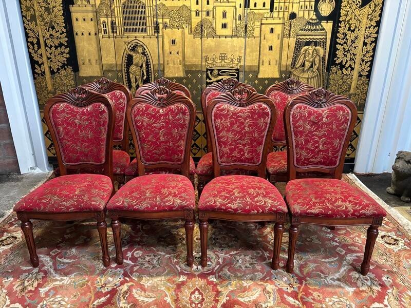 Suite de 2x8 Chaises Bois Et Tissu de style Louis XVI