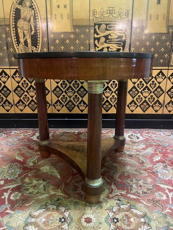 Empire Period Mahogany And Marble Pedestal Table 