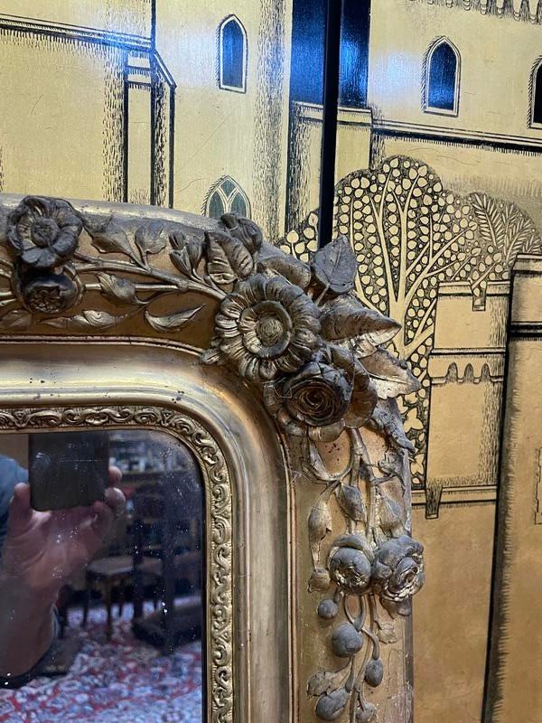 Miroir De Style Napoléon III En Bois Doré-photo-4