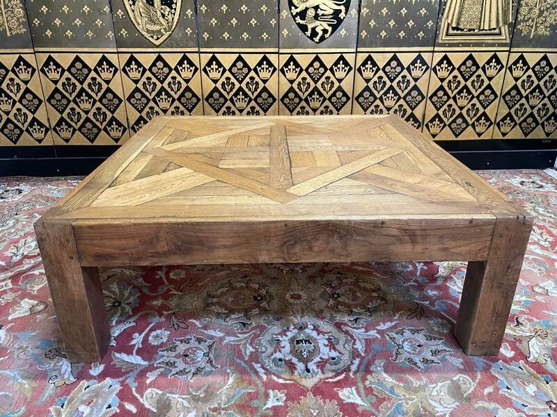 Solid Oak Parquet Coffee Table-photo-4