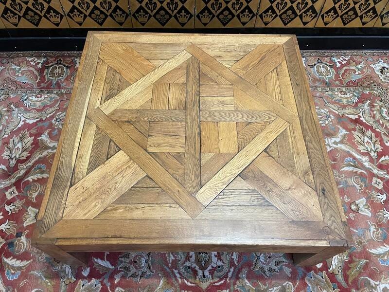 Solid Oak Parquet Coffee Table-photo-1