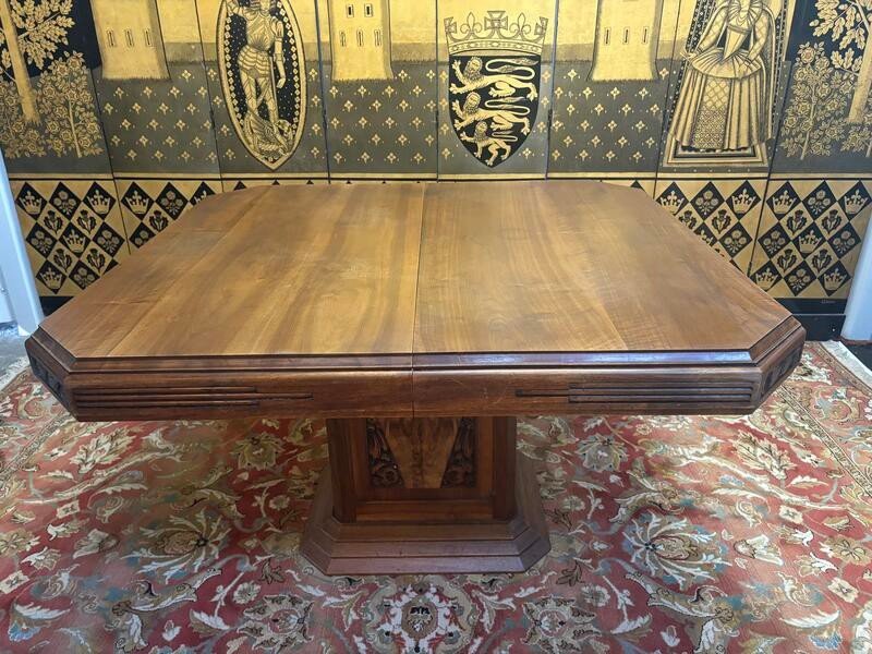 Art Deco Walnut Dining Table Central Leg-photo-2