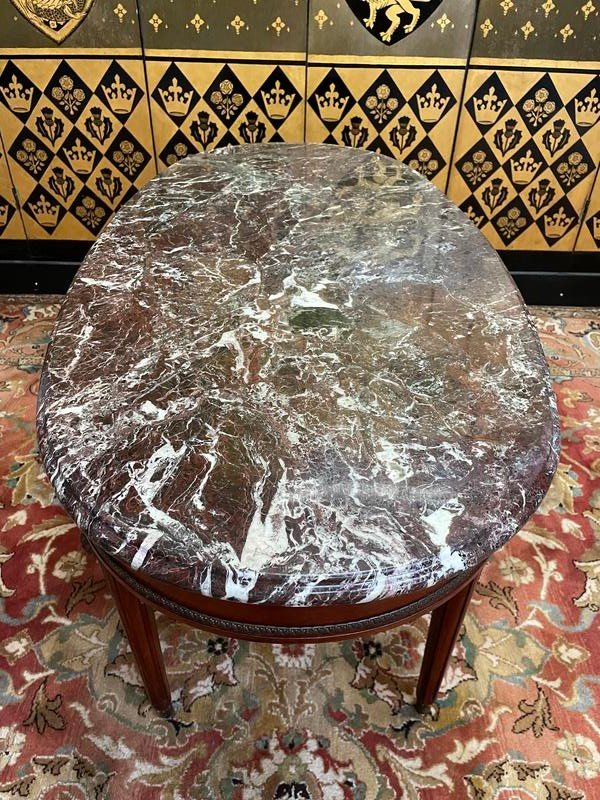 Table Basse Ovale En Marbre De Style Louis XVI-photo-2