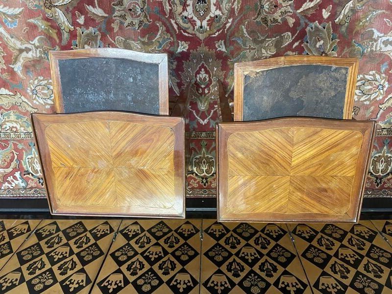 Paire De Tables De Chevets Louis Transition En Marqueterie-photo-1