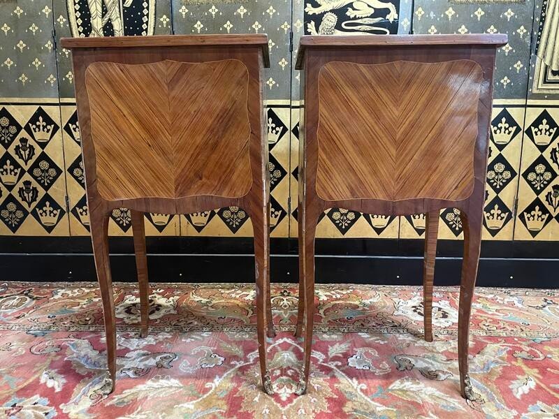 Paire De Tables De Chevets Louis Transition En Marqueterie-photo-2