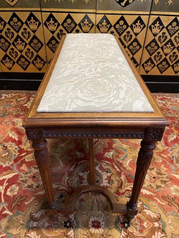 Louis XVI Style Piano Bench Fabric Seat-photo-4