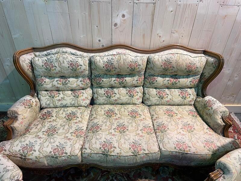 Louis XV Style Living Room Sofa And Pair Of Armchairs-photo-5