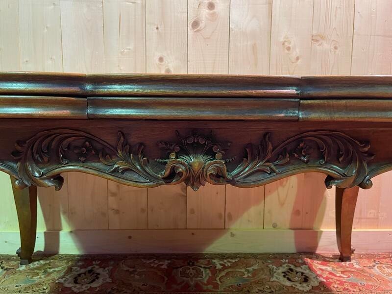 Louis XV Style Italian Table In Carved Oak-photo-4