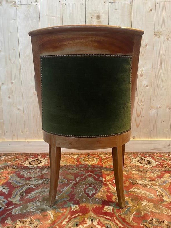 Restoration / Empire Office Chair In Mahogany And Green Velvet-photo-1