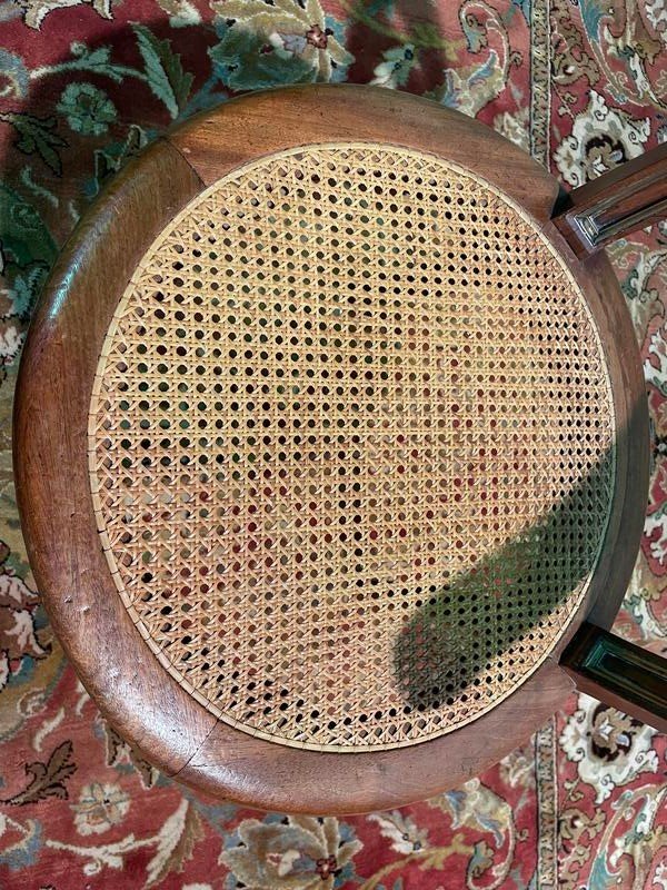 Fauteuil De Bureau Louis XVI En Acajou Et Cannage -photo-1