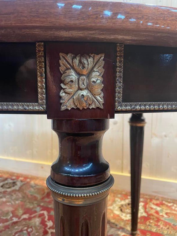Table à Manger Ovale De Style Louis XVI Acajou Et Laiton-photo-3