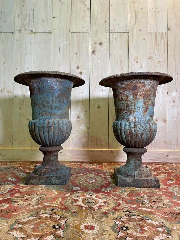 Pair Of Medici Cast Iron Vases 
