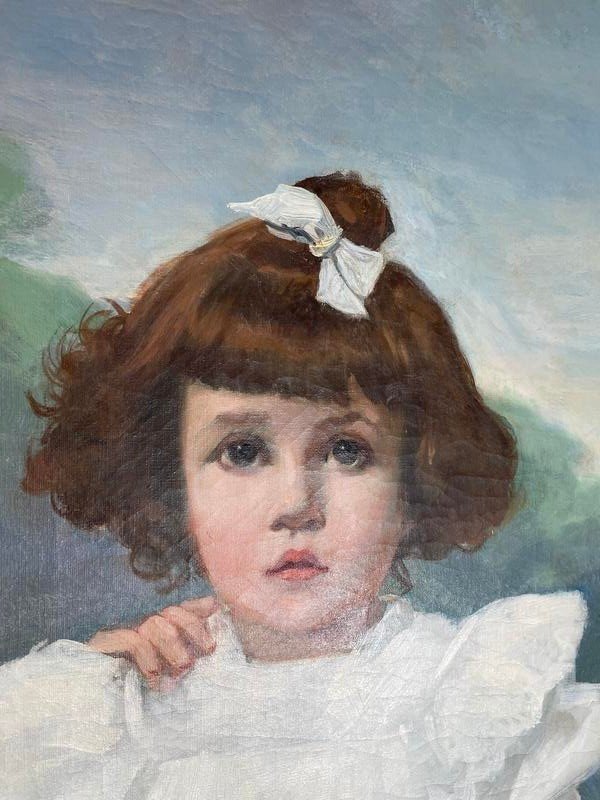 Huile Sur Toile Cyprien Boulet Portrait d'Enfants -photo-4