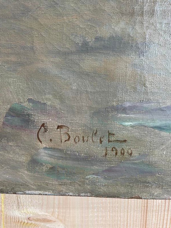 Huile Sur Toile Cyprien Boulet Portrait d'Enfants -photo-2