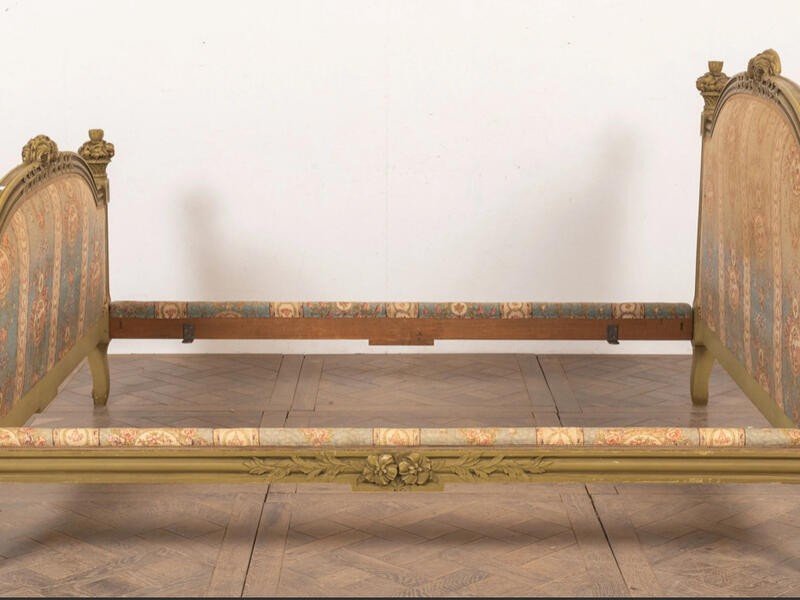 Lit De Style Louis XV Richement Sculpté  160 Cm-photo-3