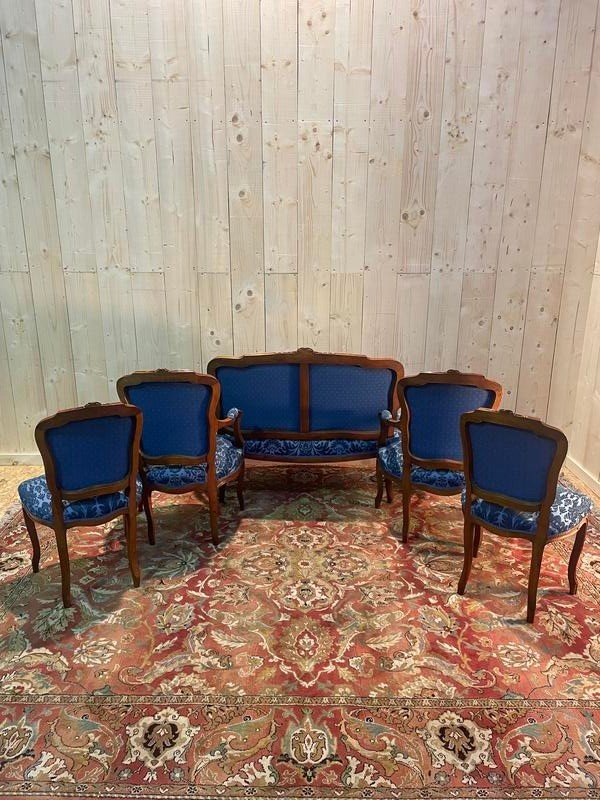 Salon Louis XV Velours Bleu-photo-4