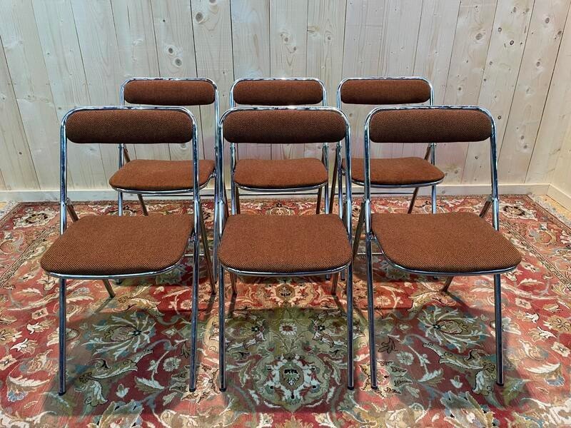 6 Chrome Folding Chairs 1970 