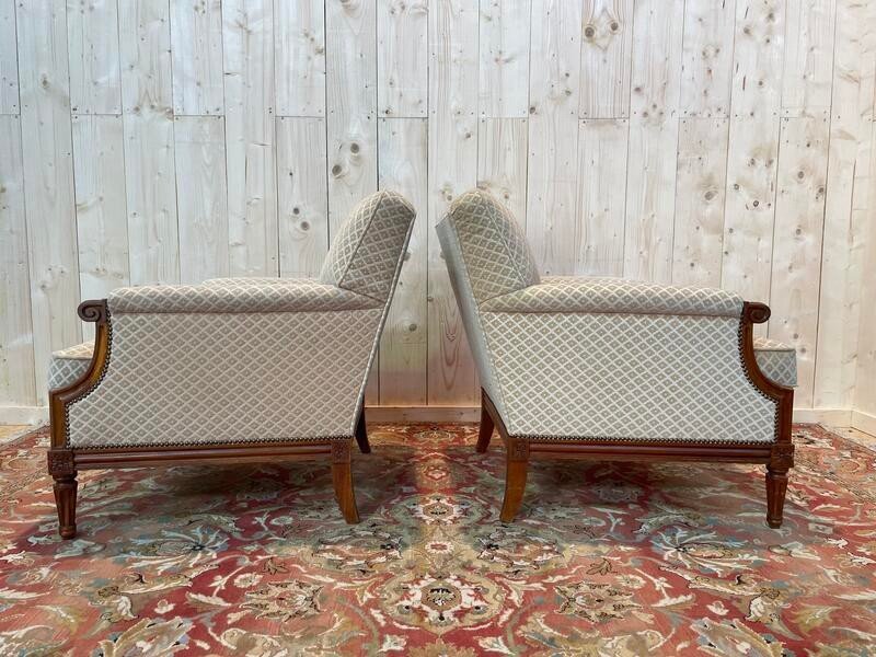 Louis XVI Living Room Sofa And Pair Of Bergeres-photo-3