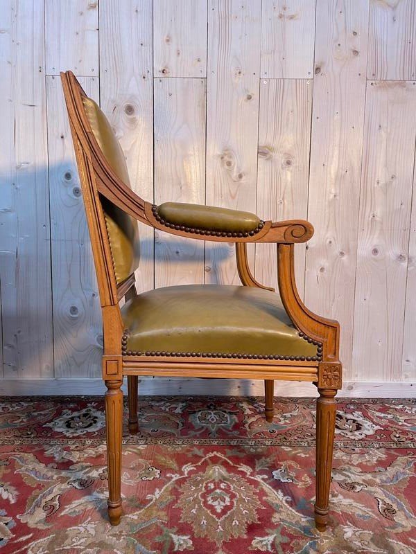 Fauteuil De Bureau De Style Louis XVI En Cuir -photo-2