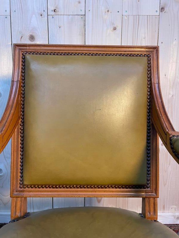 Fauteuil De Bureau De Style Louis XVI En Cuir -photo-3