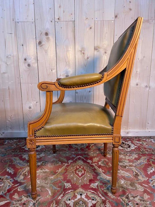Fauteuil De Bureau De Style Louis XVI En Cuir -photo-4