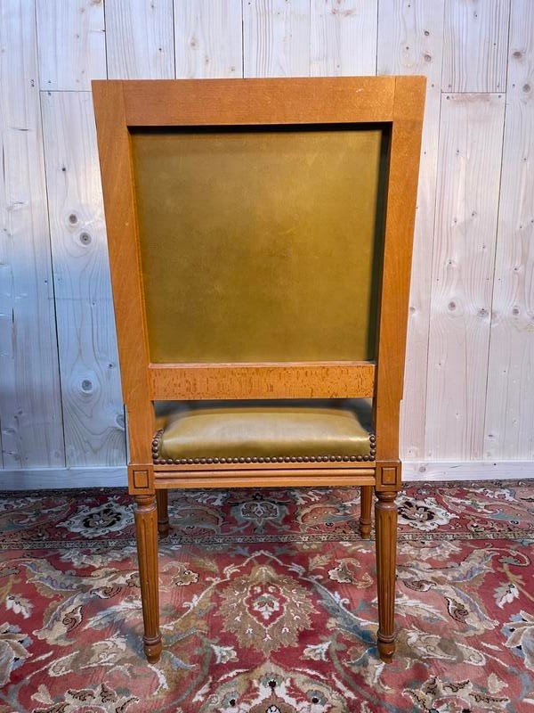 Fauteuil De Bureau De Style Louis XVI En Cuir -photo-2