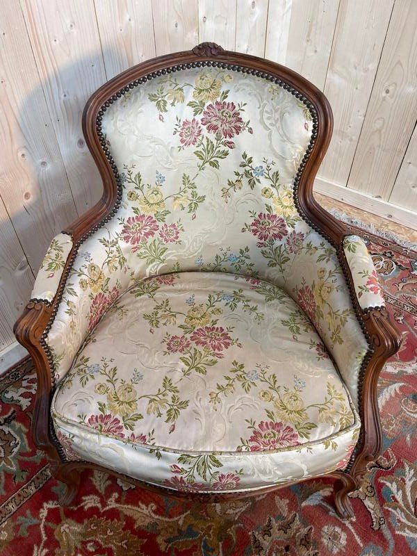 Bergère Style Louis XV Et Repose Pied -photo-3