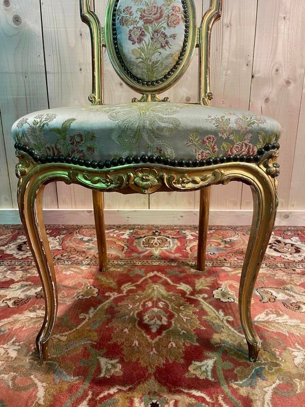 Set Of 4 Napoleon III Gilded Wood Chairs-photo-2
