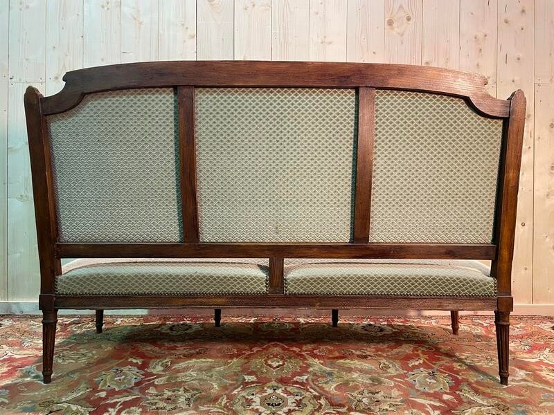 Canapé - Banquette De Style Louis XVI Velours Vert -photo-4