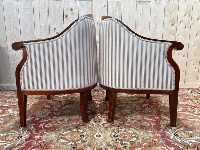 Pair Of Bidermeier / Art Deco Gondola Bergère Armchairs -photo-1