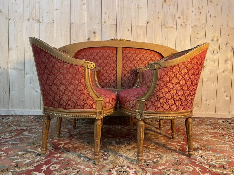 Louis XVI Style Gilded Wood Living Room Basket-photo-3