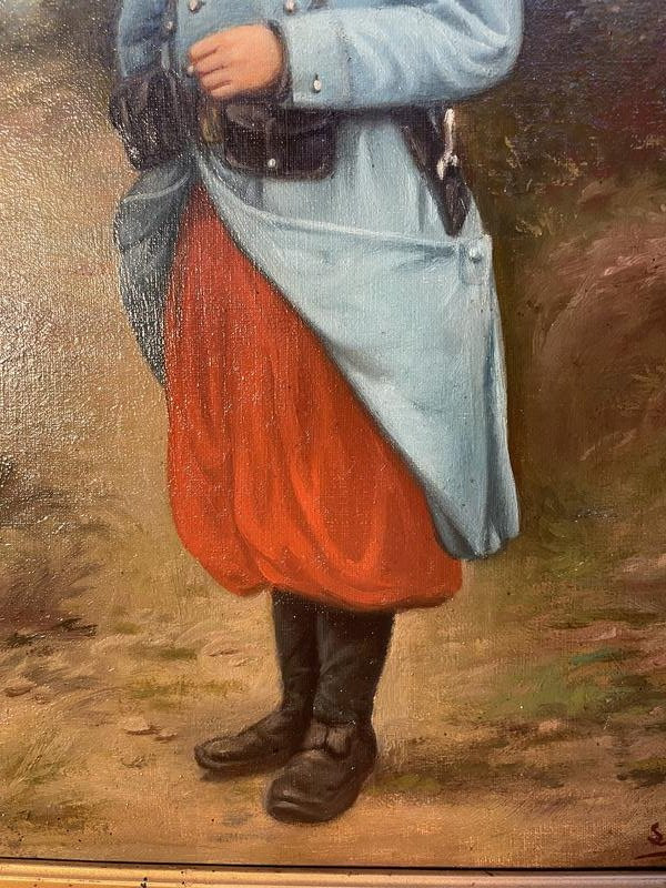 Huile Sur Toile Signée « Portrait Militaire »-photo-3