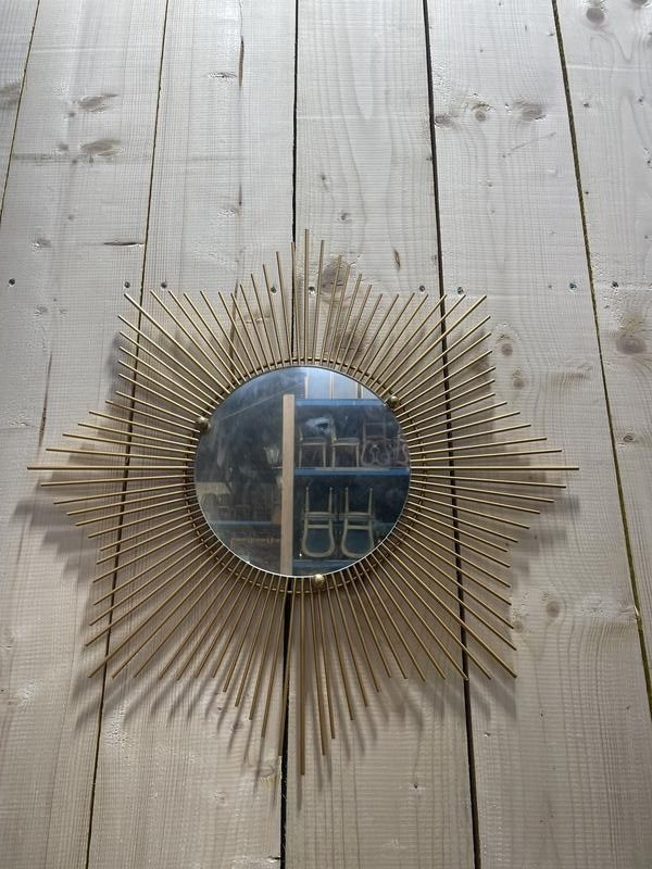 Miroir Soleil En Laiton Vintage 1970