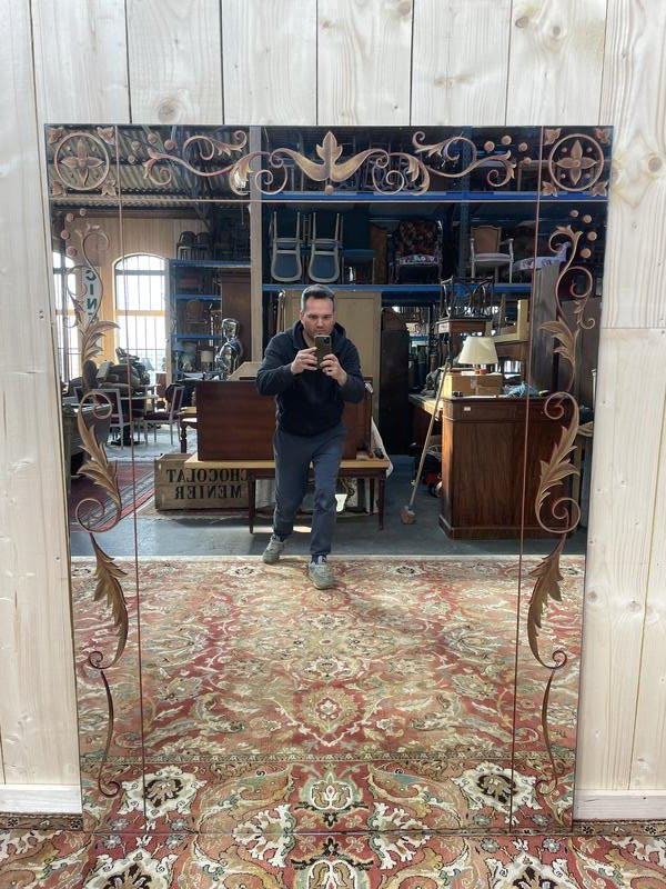 Miroir De Brasserie Ou De Bistror églomisé 165 Cm-photo-4