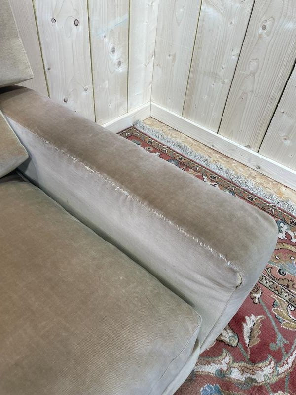 Beige Velvet Sofa From The 1980s-photo-4