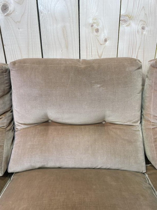 Beige Velvet Sofa From The 1980s-photo-1