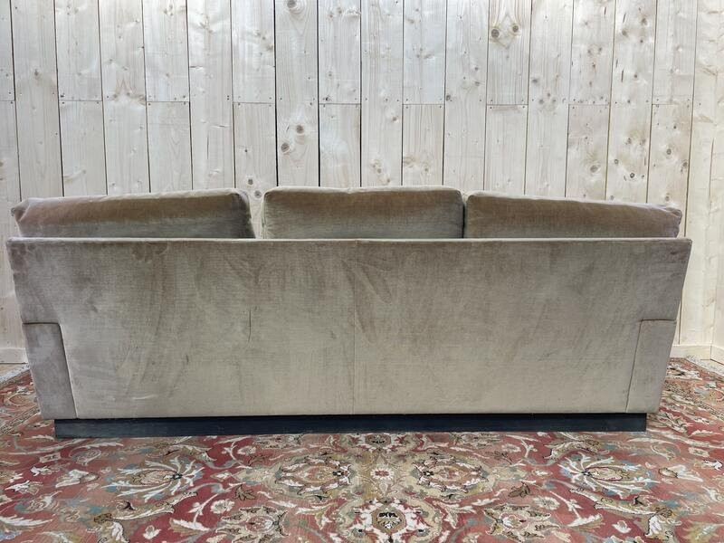 Beige Velvet Sofa From The 1980s-photo-3