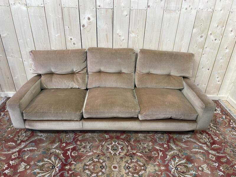 Beige Velvet Sofa From The 1980s-photo-4