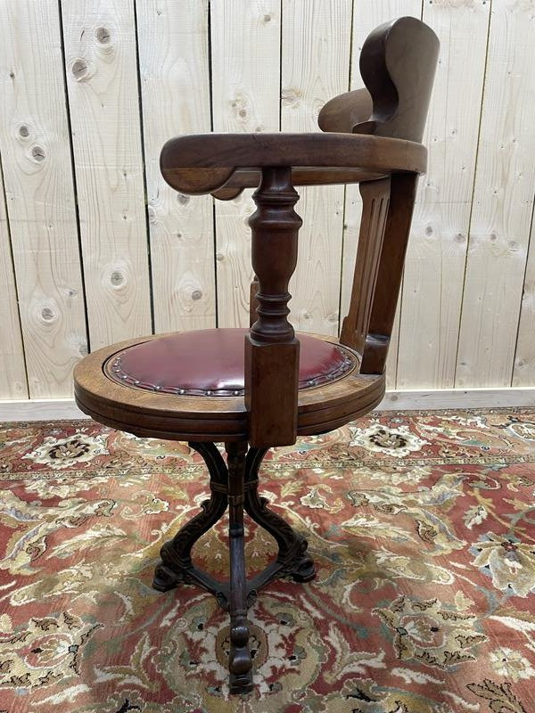 Mahogany Swivel Boat Desk Chair -photo-4