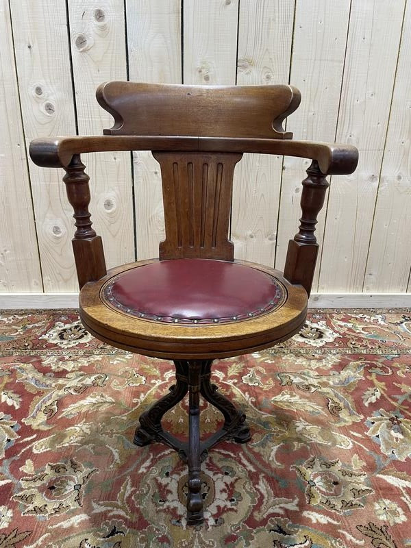 Mahogany Swivel Boat Desk Chair 