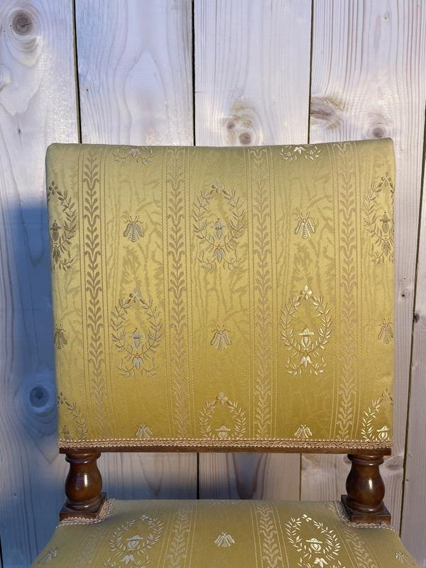 Set Of 6 Napoleon III Chairs In Walnut And Fabric -photo-2