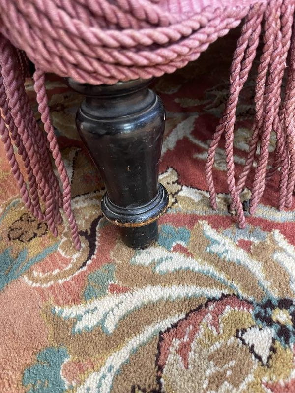 Napoleon III Period Toad Sofa - Bench In Pink Velvet -photo-4