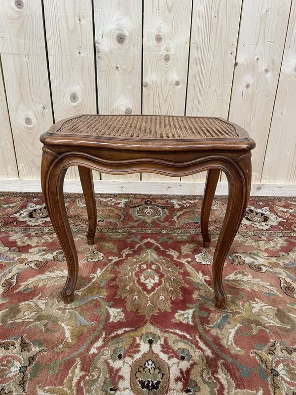 Tabouret Bas Ou Repose Pied De Style Louis XV En Cannage -photo-2